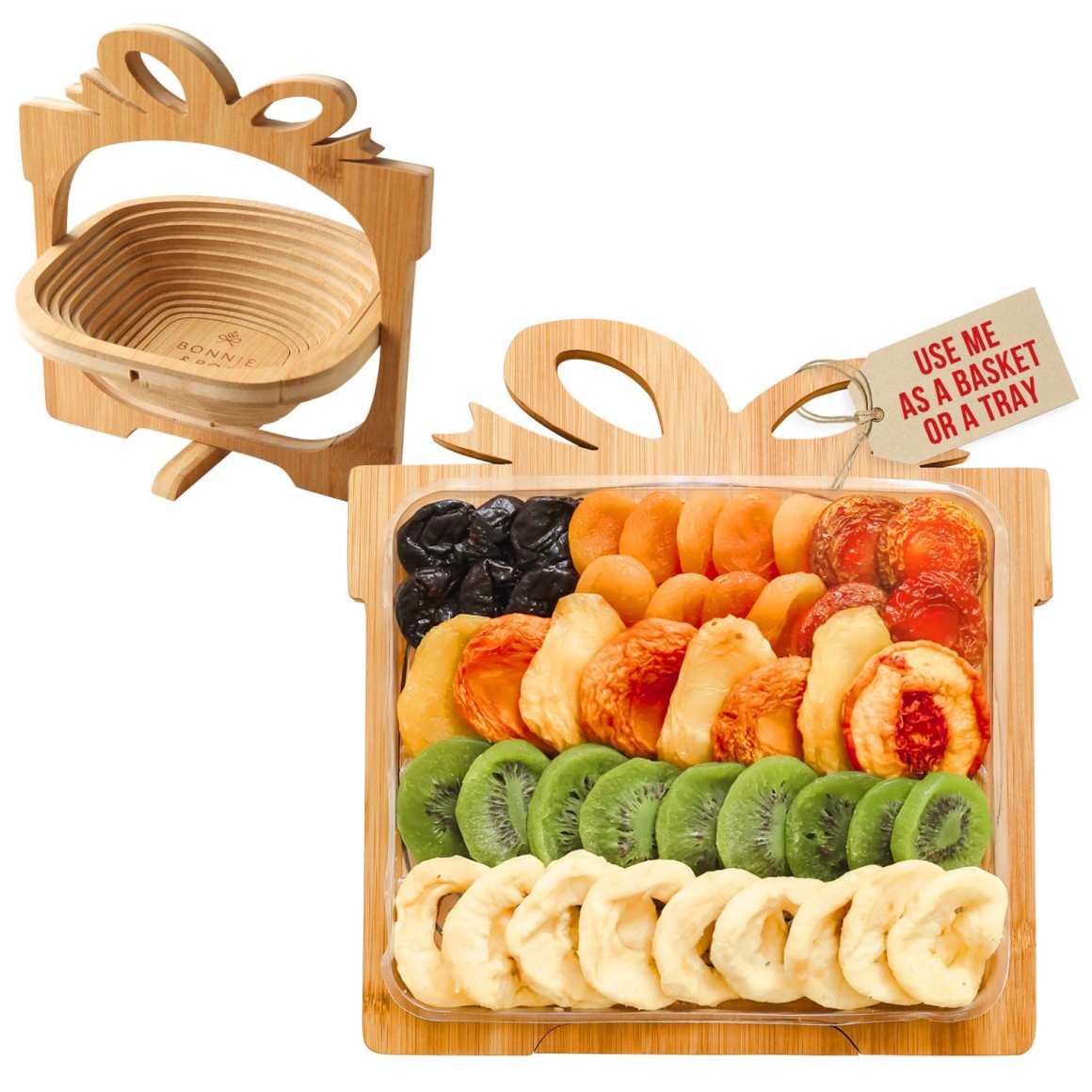 Canasta de Madera Plegable con frutos Secos