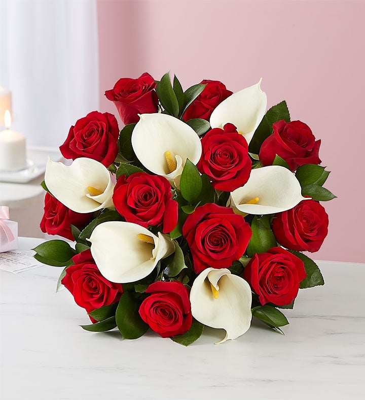 Stunning Red Rose and Calla Lily Bouquet